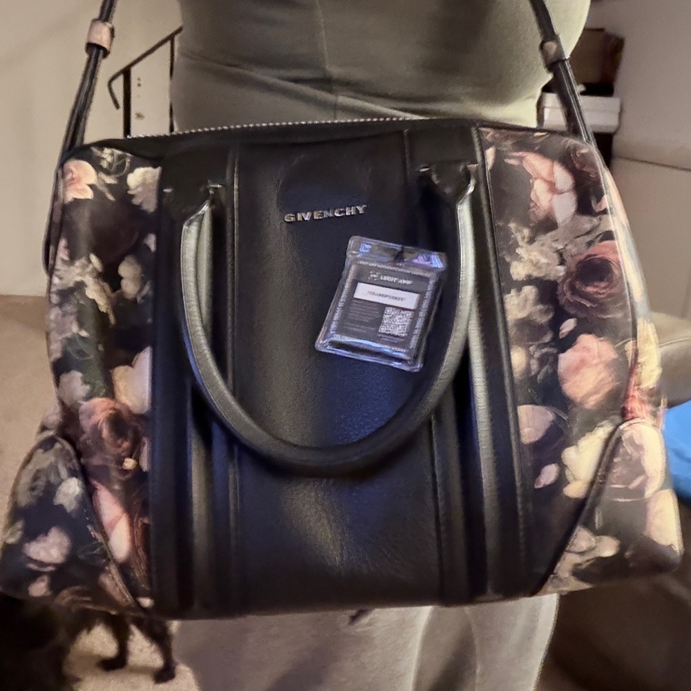 Authentic Givenchy Lucrezia leather floral Boston bag with strap